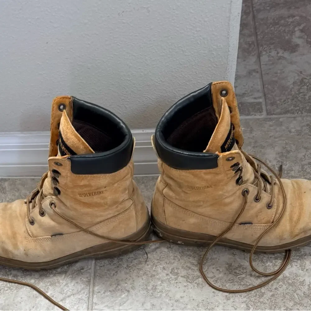Wolverine Beige Leather Lace-Up Boots